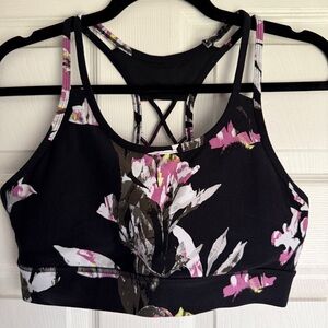 DKNY Black and Pink Strappy Sports Bra